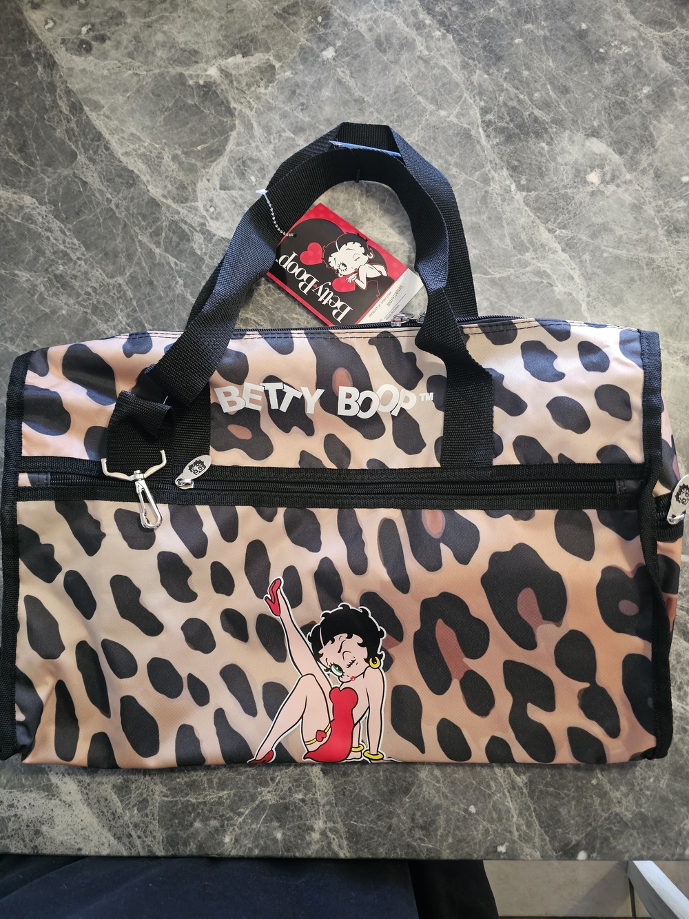 NWT Betty Boop Leopard Print Duffel Bag Travel Tote